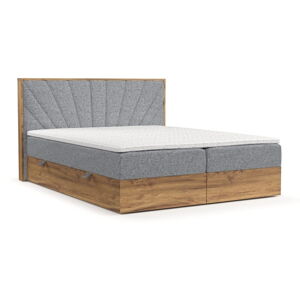 Sivá/v prírodnej farbe boxspring posteľ s úložným priestorom 160x200 cm Asahi – Maison de Rêve