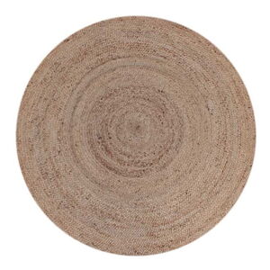 Hnedý jutový okrúhly koberec ø 180 cm – LABEL51