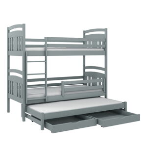 Sivá poschodová detská posteľ s úložným priestorom 70x160 cm Igor - Lano Meble