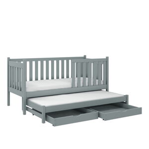 Sivá detská posteľ s výsuvným lôžkom s úložným priestorom 90x200 cm Kaja V5 - Lano Meble
