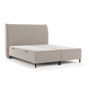 Sivá/béžová čalúnená dvojlôžková posteľ s úložným priestorom 160x200 cm Draco – Maison de Rêve